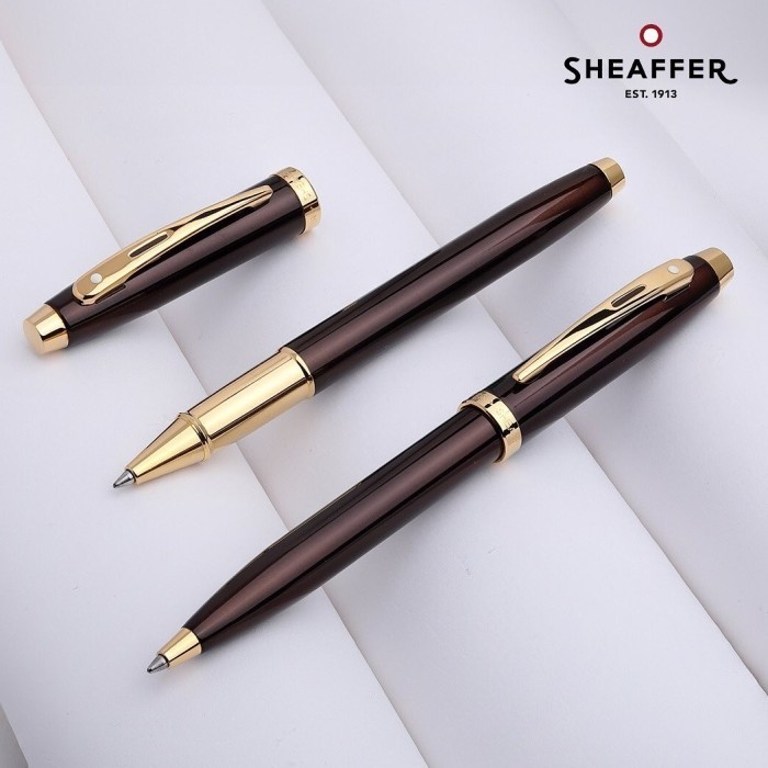 

Sheaffer 100 Glossy Coffee Brown With PVD Gold-Tone Rollerball Pen