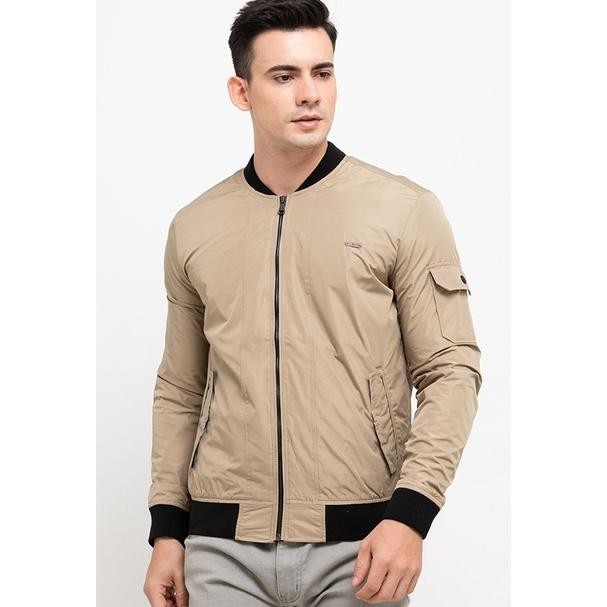 Jaket Pria Keren Basic Bomber Jacket Cream