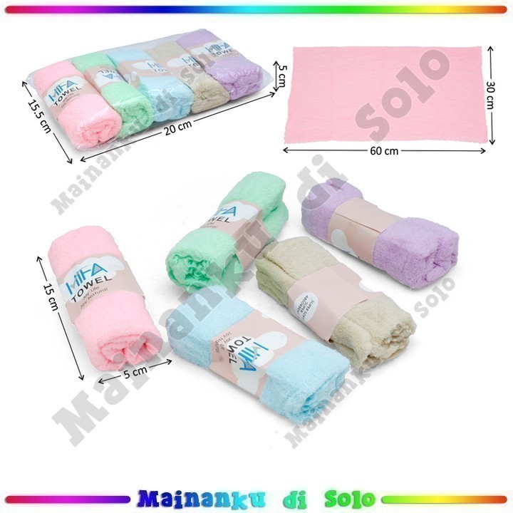 [Mainanku] [SET 5 PCS] Handuk Polos 60x30 CM - Handuk Muka Handuk Wajah - Hifa Towel Super Soft - 29