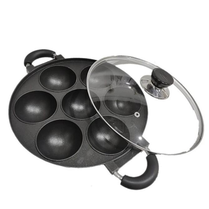 Cetakan 7 Lubang Cekung Serabi / Cara Bikang Anti Lengket + Tutup Kaca