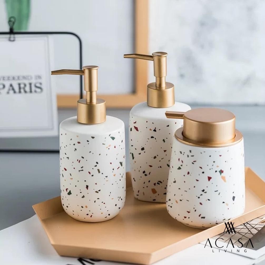 MOIRA - Ceramic Terrazzo Pump Soap Bottle Tempat / Botol Sabun Keramik