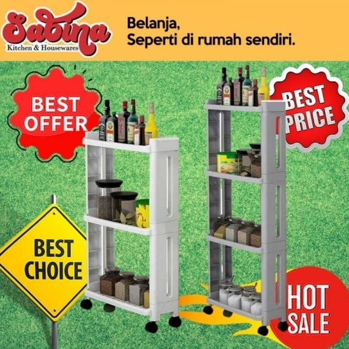 Rak Laci Tingkat Dapur Kitchen Storage Slim Penyimpanan Bumbu Detergen