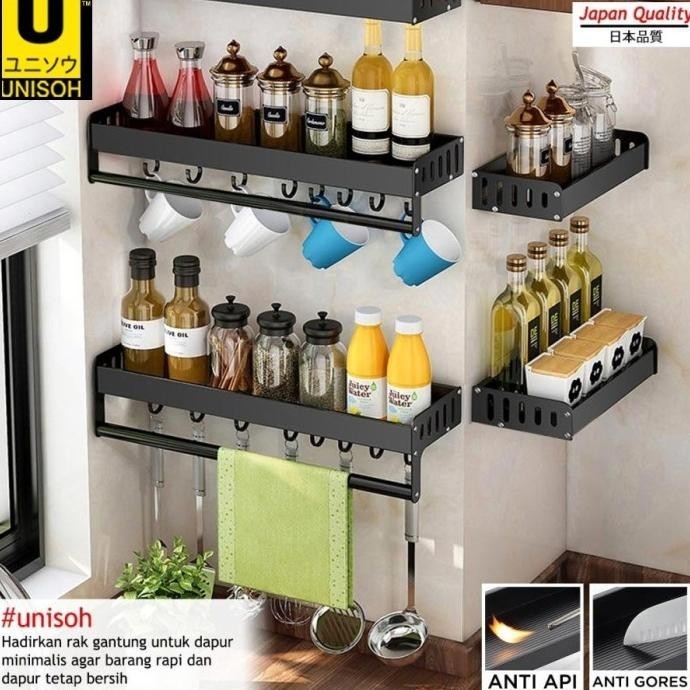 Unisoh Rak Dapur Gantung Rak Aluminium Rak Dapur Serbaguna