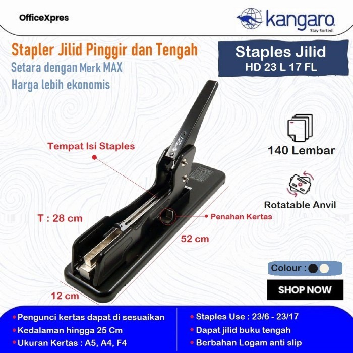 

Hekter Alat Stapler Besar Hd 23L24Fl Kangaro Sejenis Max Hd 12-L17