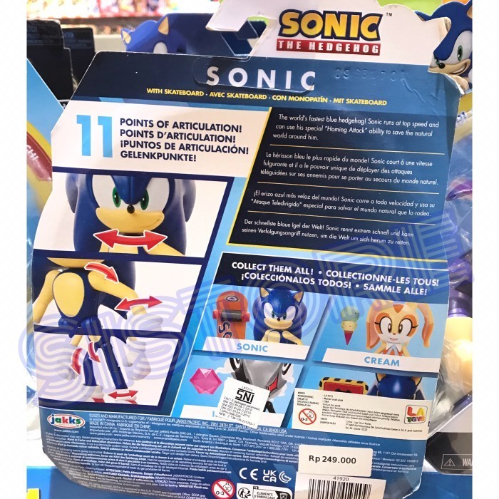 Fir Mainan Action Figure Sonic The Hedgehog Skate Skateboard Jakks Origina
