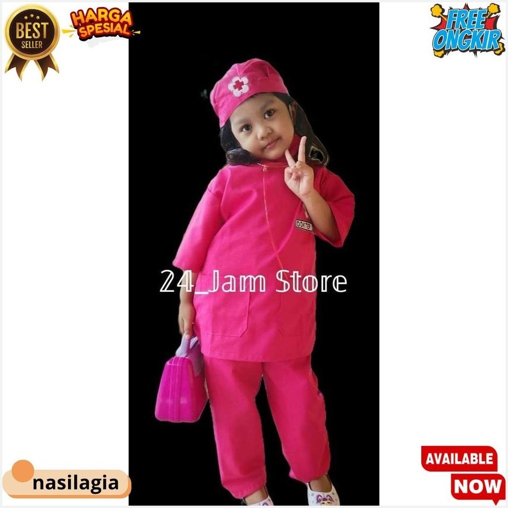 BAJU KOSTUM SERAGAM ANAK PROFESI DOKTER BEDAH JAGA MALAM BIDAN SUSTER SIAP KIRIM