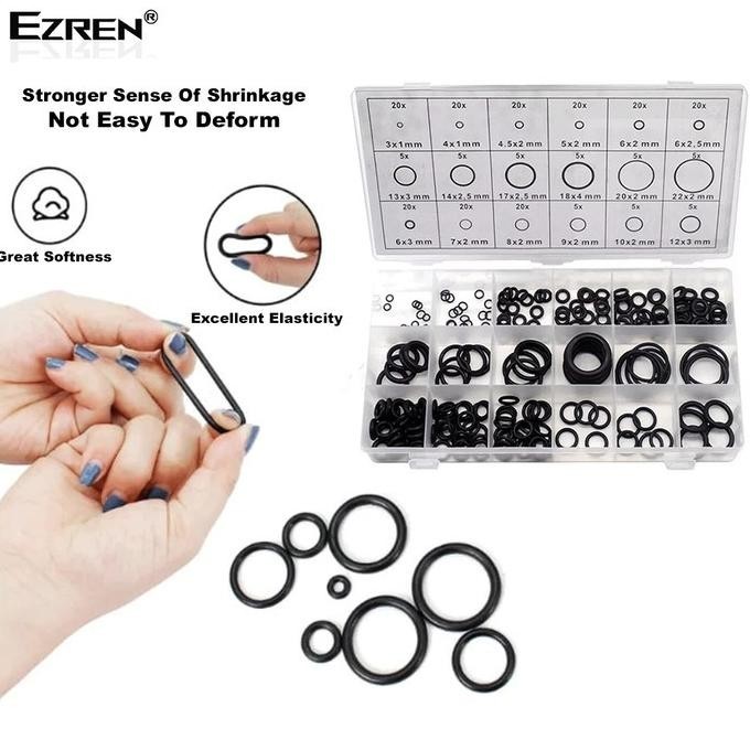 TRE [Bisa ] Karet Rubber O Ring Seal Tightening 225 PCS 1 Set Sil Oring Box Seal hidrolik sil box PC