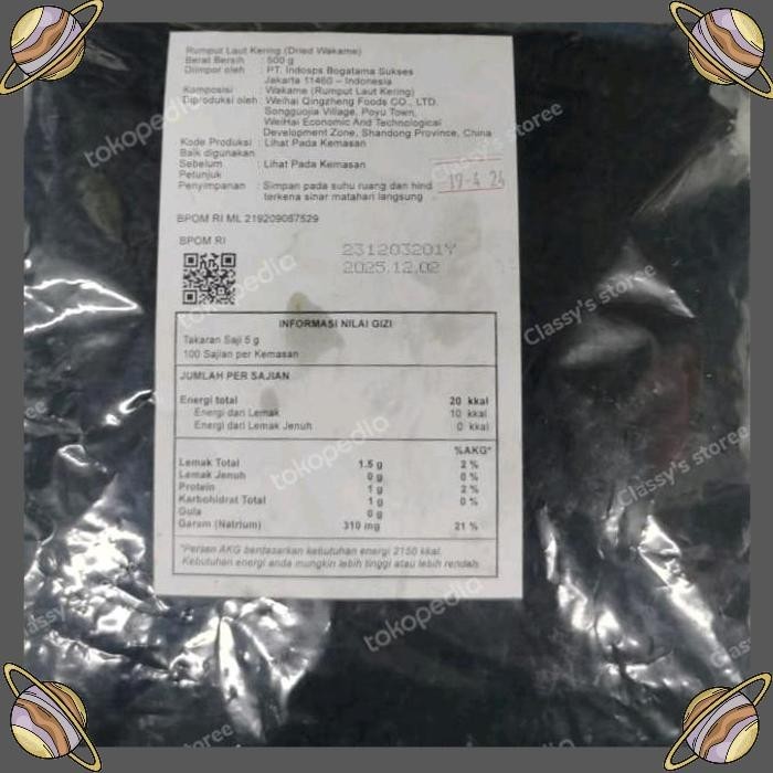 

[CLS] DRY WAKAME 500 GR/RUMPUT LAUT KERING