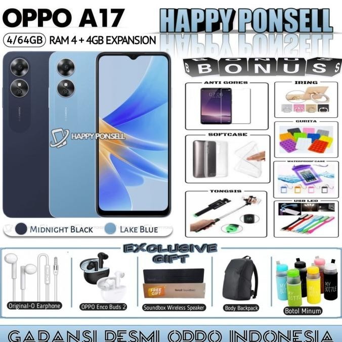 Oppo A17 4/64 Gb Ram 4+4Gb Ekspansion | A 17 3/32 Gb Garansi Resmi Baru