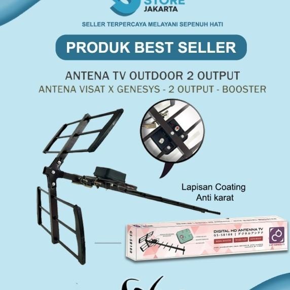 Antena Tv Outdoor Digital Genesys X Visat Gs - Sb188 + Booster Dual Tv