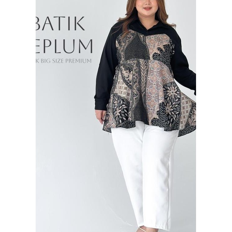 Atr Blouse Batik Peplum Jumbo Xxl 5L 6L