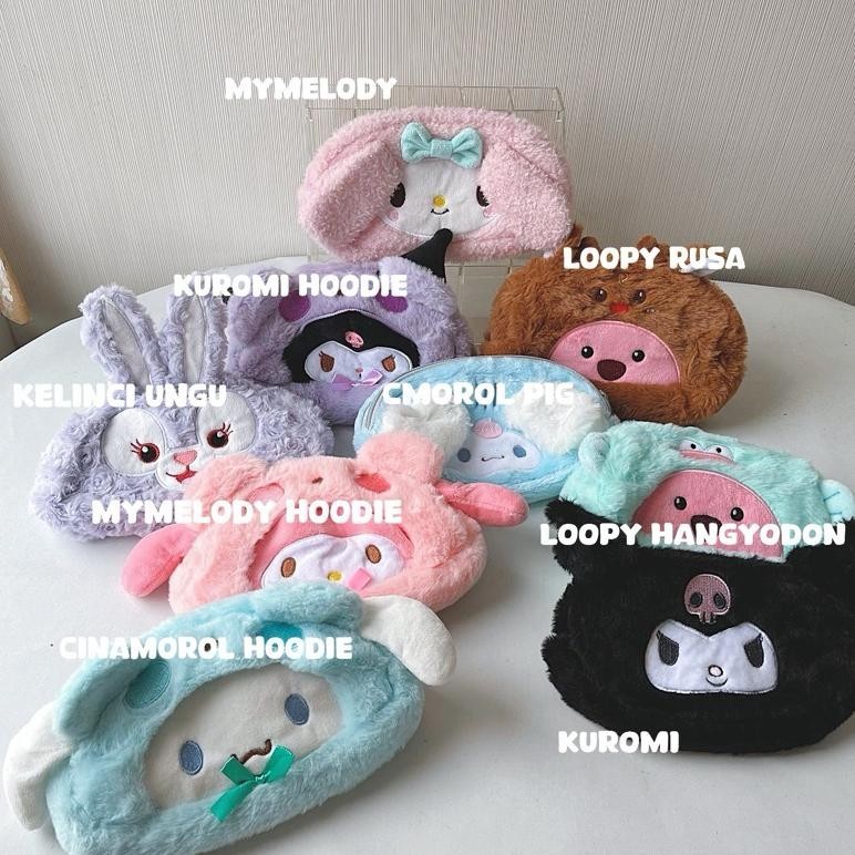 

Rd-67 Sanrio My Melody Kuromi Cmoroll Hoodie Pig Kelinci Loopy Rusa Kotak Pensil Case Pouch Hemat