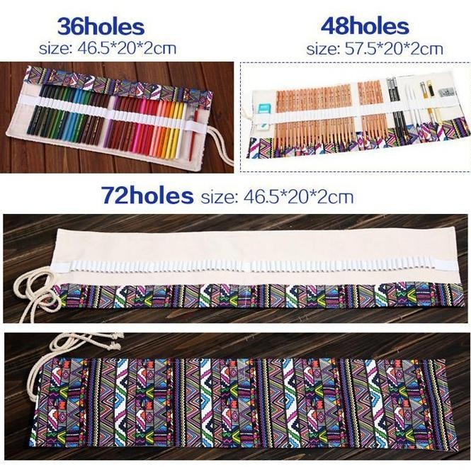

Sd-46 Marco Bohemian Tas Pensil Gulung Canvas 48 Slot 20 X 56Cm Tempat Pensil Diskon Toko