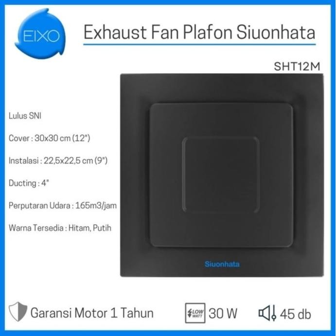 Exhaust Fan Plafon Ducting Kipas Hexos Hitam Black Siuonhata