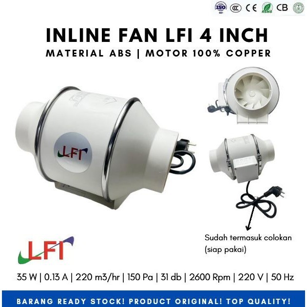 Inline Fan LFI 4 inch PP Plastik Duct Inline PP 4 inch