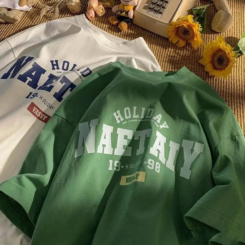 Siap Kirim Kaos Jumbo Korea / Korean Style Harajuku Jepang Holiday Naetaiy Tshirt / Kaos Hip Hop Ove