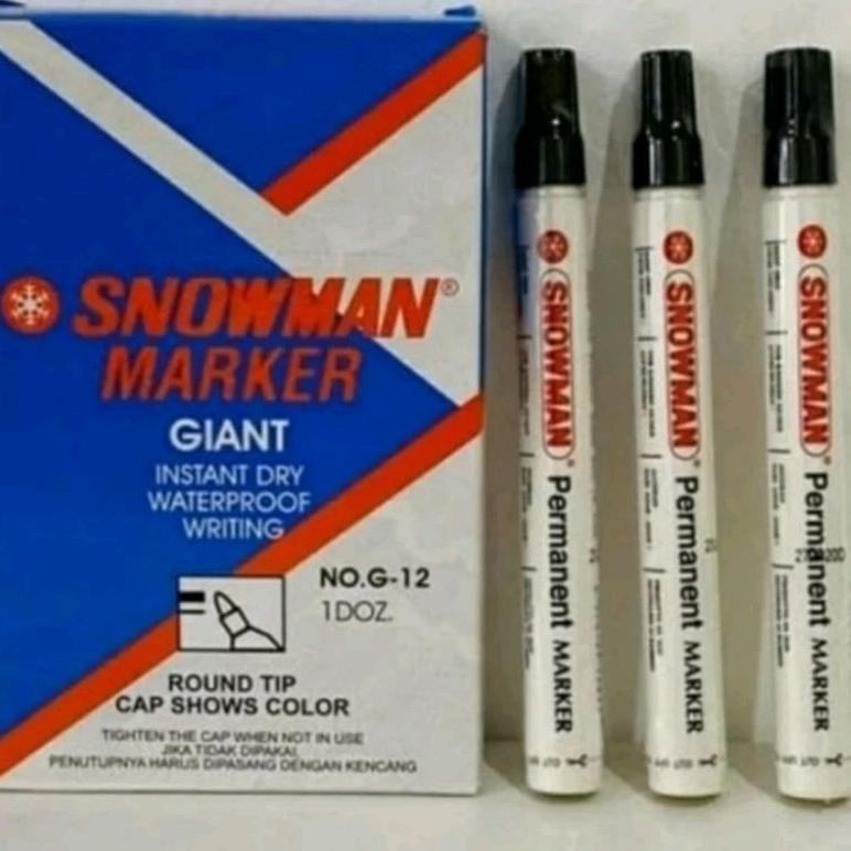 

Super Murah Spidol Snowman Permanent Hitam G-12 Isi 12 Pcs 8.8