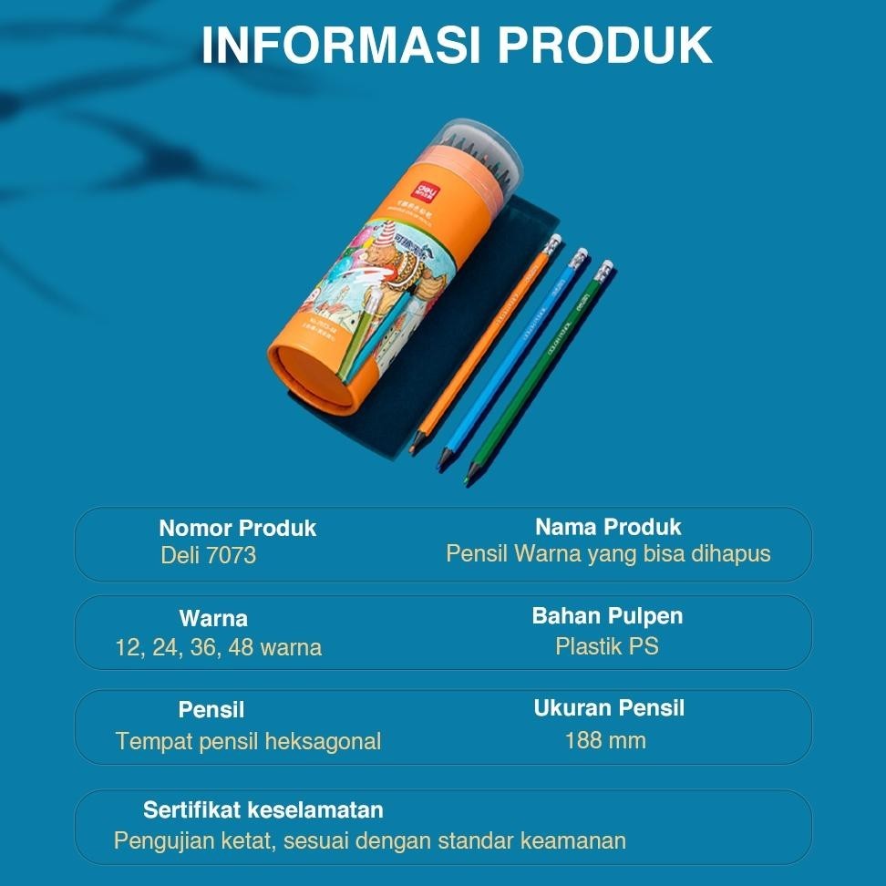 

Diskon Deli Erasable Colored Pencil / Pensil Warna Dapat Di Hapus Warna Terang 7073 8.8