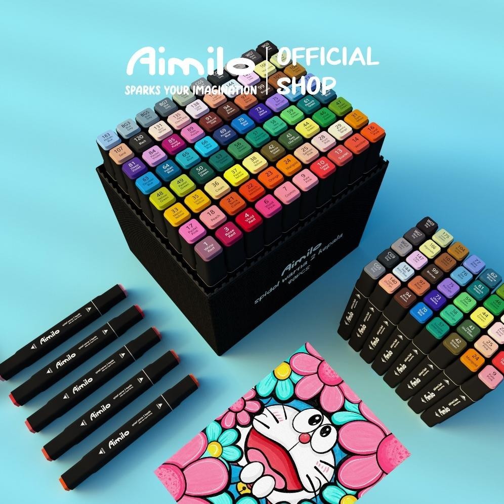 

Promo [Ready] Aimilo Spidol Warna Warni 1 Set Sketch Marker 2 Tip Touch Marker 48/60/80 Warna Hig Quality