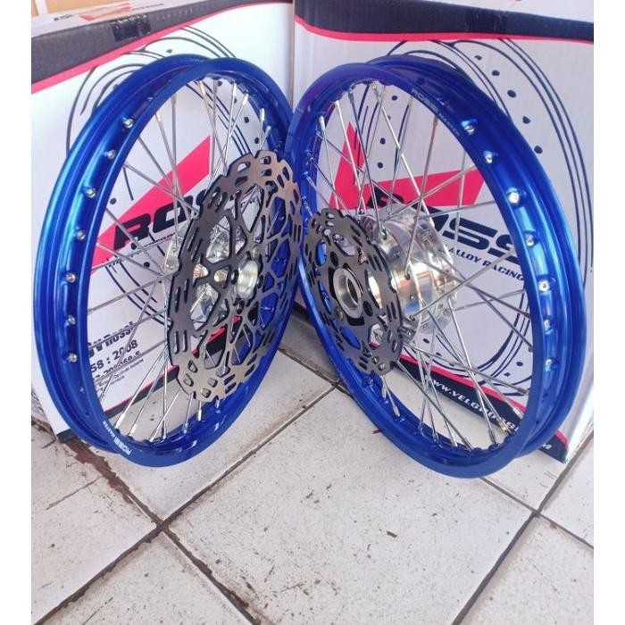 DFR Velg Jari Jari Ring 17 140 - 160 - 185  Biru Chrome Untuk Motor Satria FU Satu Set TERLARIS