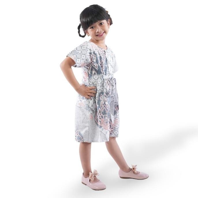Dress Batik Anak Perempuan Motif Mega Mendung Pastel BNA