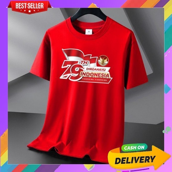 T Shirt Unisex Kemerdekaan Kaos Dirgahayu Indonesia Lengan Pendek Panjang Seragam 17 Agustus Kaos De