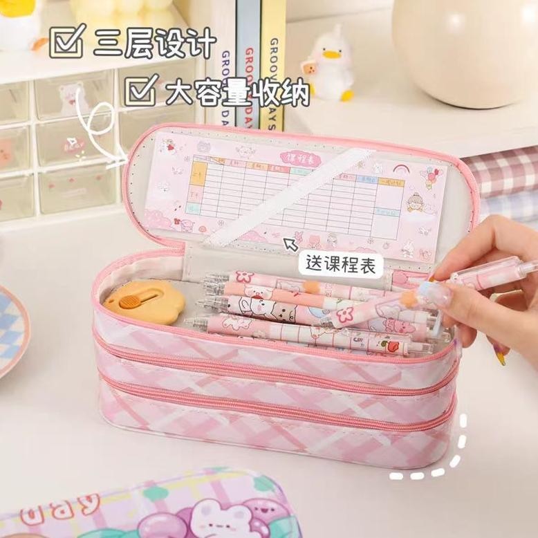 

Sale Kotak Pensil Sleting Import Korea / Grid Waterproof Pencil Case / Tepak Pensil Aesthetic Tahan Air / Premium Tempat Alat Tulis Murah Bahan Kain Lembut / Minimalis Korean Style Stationery / Tempat Pensil Motif Plaid / Kompartment / Colorful Make Up