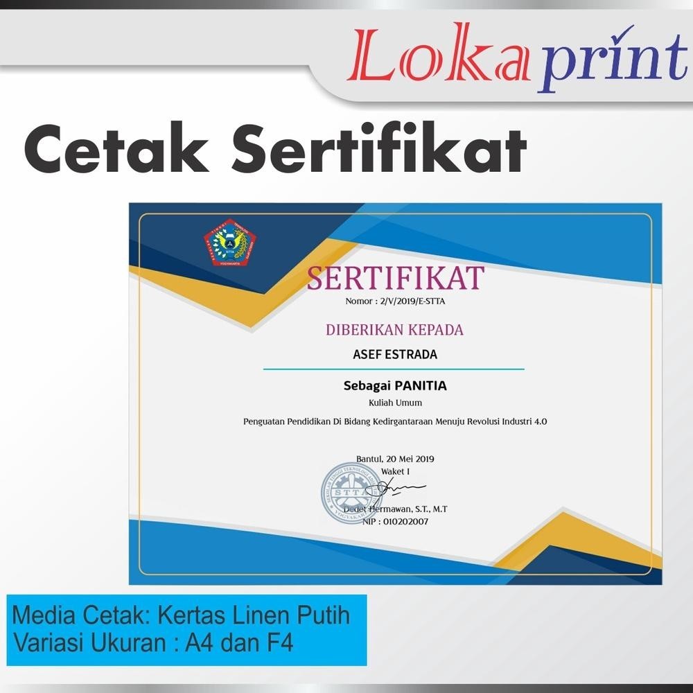 

Paling Murah!!! Sertifikat seminar Sertifikat pkl piagam penghargaan piagam lomba ijazah pelatihan sovenir pelatihan Berkualitas