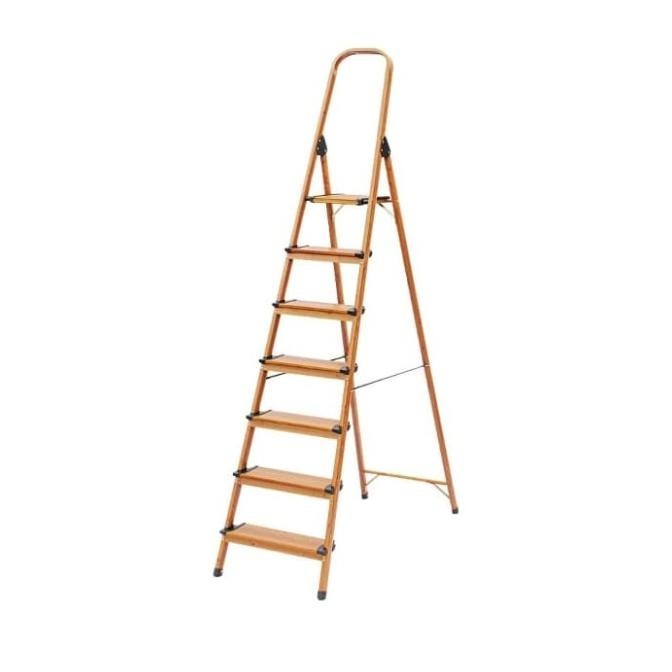 Tangga Lipat Aluminium 7 Wide Step Motif Kayu Krisbow pro E88A