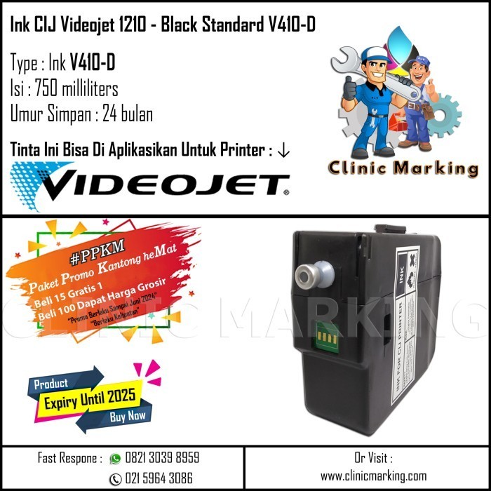 

Ink Videojet V410-D Black Standard - Ink CIJ Videojet 1210