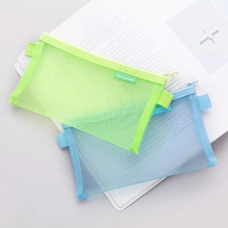 

u-45 Tas pensil transparan sederhana//Large-Capacity Transparent Pencil Case Student Stationery Storage Bag Termurah