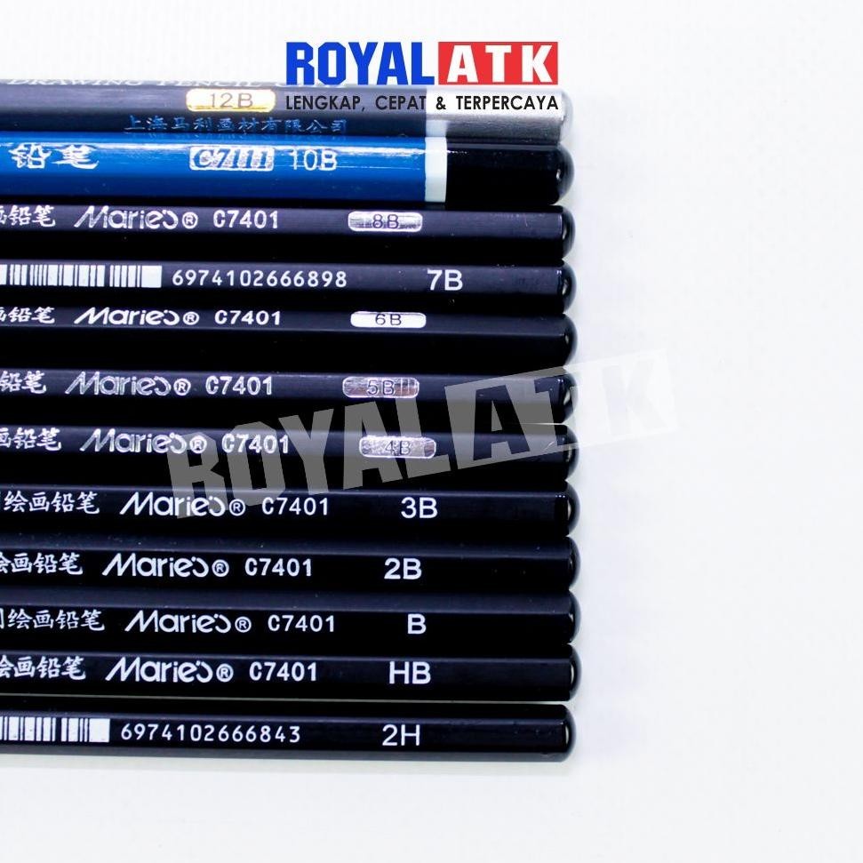 

IQR-914 [12 Pcs] 1 Set Maries Drawing Pencil 2H-14B - 1 Set Pensil Gambar Hemat