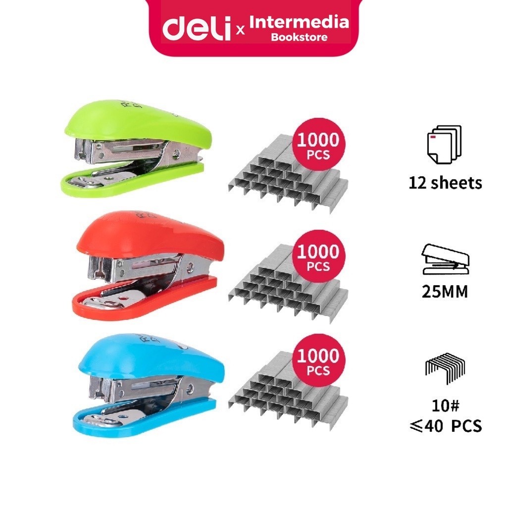 

Deli Stapler 15 sheets E0253, #10 bahan metal tahan ektra lama
