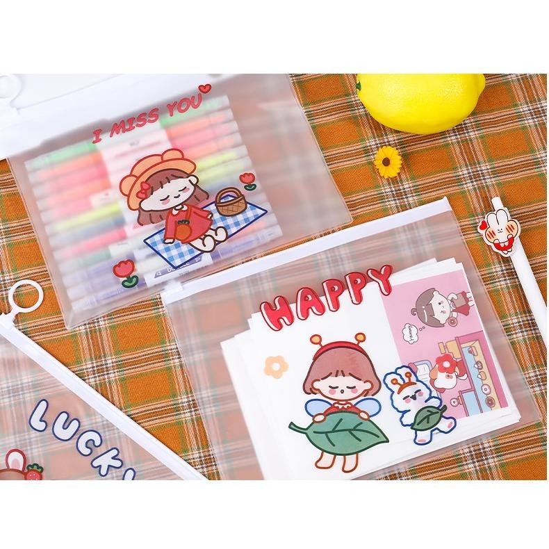 

gd-12 Pouch alat tulis transparant karakter bear Murah