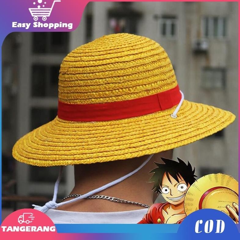 ORIGINAL Topi Jerami Luffy Anime One Piece Topi Mugiwara No Luffy Cosplay Hat tre-57