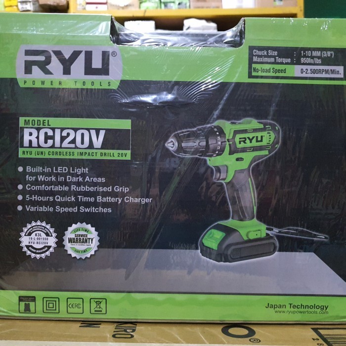mesin bor baterai/ Cordless 20V ryu