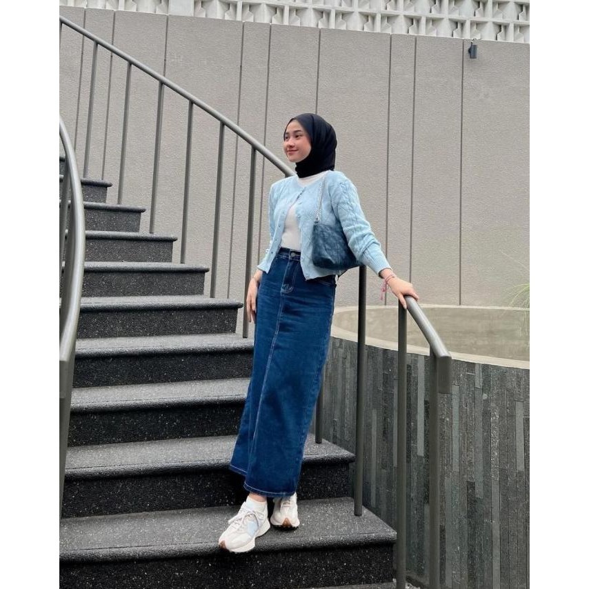 Rok jeans panjang terbaru/rok jeans kekinian GMM