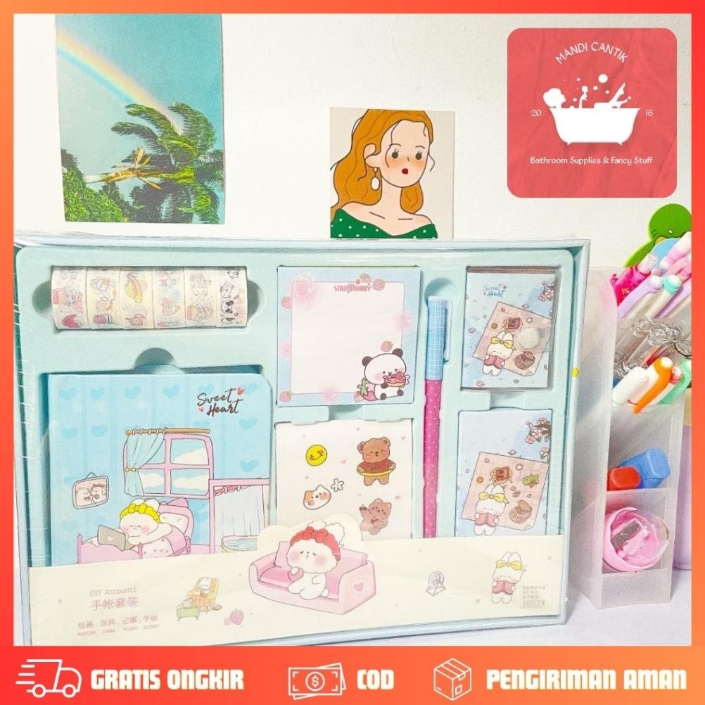 

PROMO Paket jurnal 7 in 1 Free hardbox kelinci putih pink kertas terbagus bagus lucu imut an