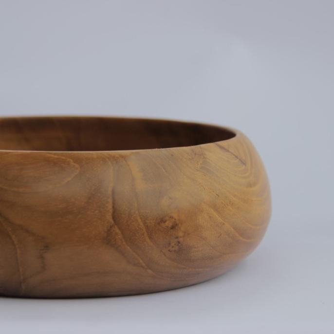 Mangkuk mangkok bowl rebana Besar dari kayu jati buah salad nasi soup WS04