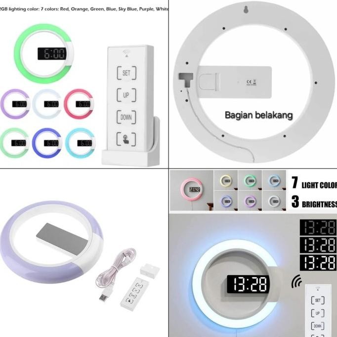

Jam Dinding Digital Alarm LED Warna 3D Meja Modern Remote Control OS17