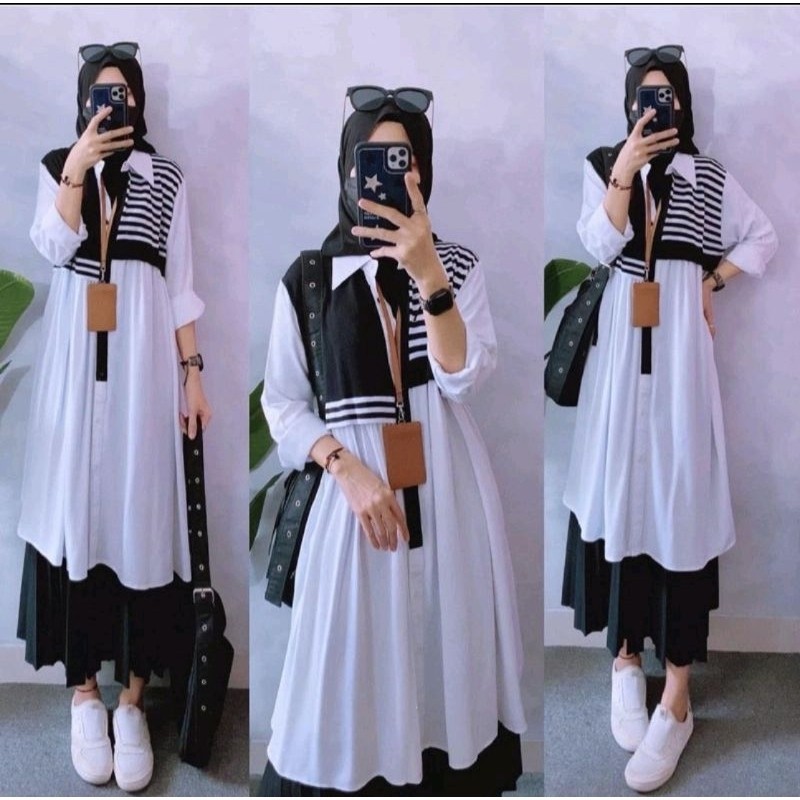 Bsju Lengan Panjang Muslimah Bahan Adem Tunoik Tumik Murah Bsju Tynik Polos Import Bajju Panjng Wnit