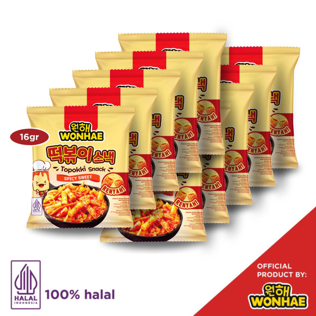 

Wonhae Topokki Snack Spicy Sweet 16gr x 10 pcs