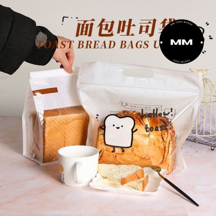 

TERMURAH 10pc kantong plastik roti tawar premium with ziplock plastik rotar