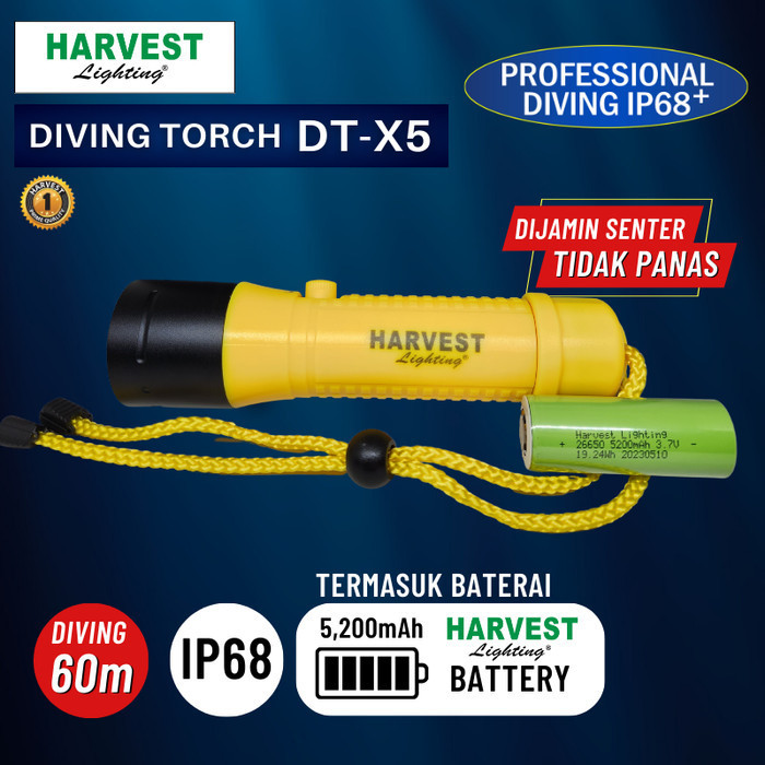 SENTER SELAM DIVINGTORCH DT-X5 HARVEST LIGHTING IP68 WATERPROOF LAUT