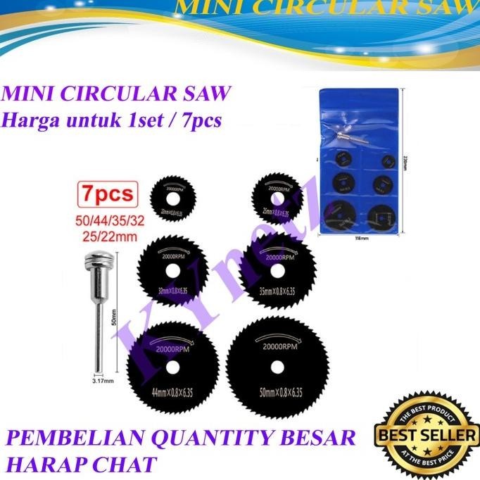 Mata gerinda Gergaji Lingkaran HSS Rotary Mandrel 6pcs + bonus mandrel