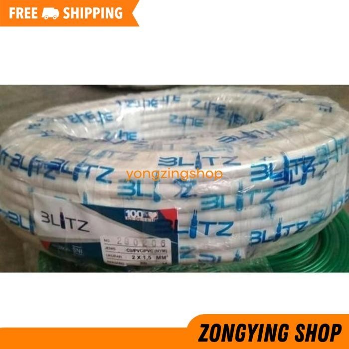 KABEL NYMHY 2X1.5 MM 50M SNI LMK INDOOR - SERABUT PUTIH 2X1,5 MM 50 M ZONGYING SHOP BEST PRODUK