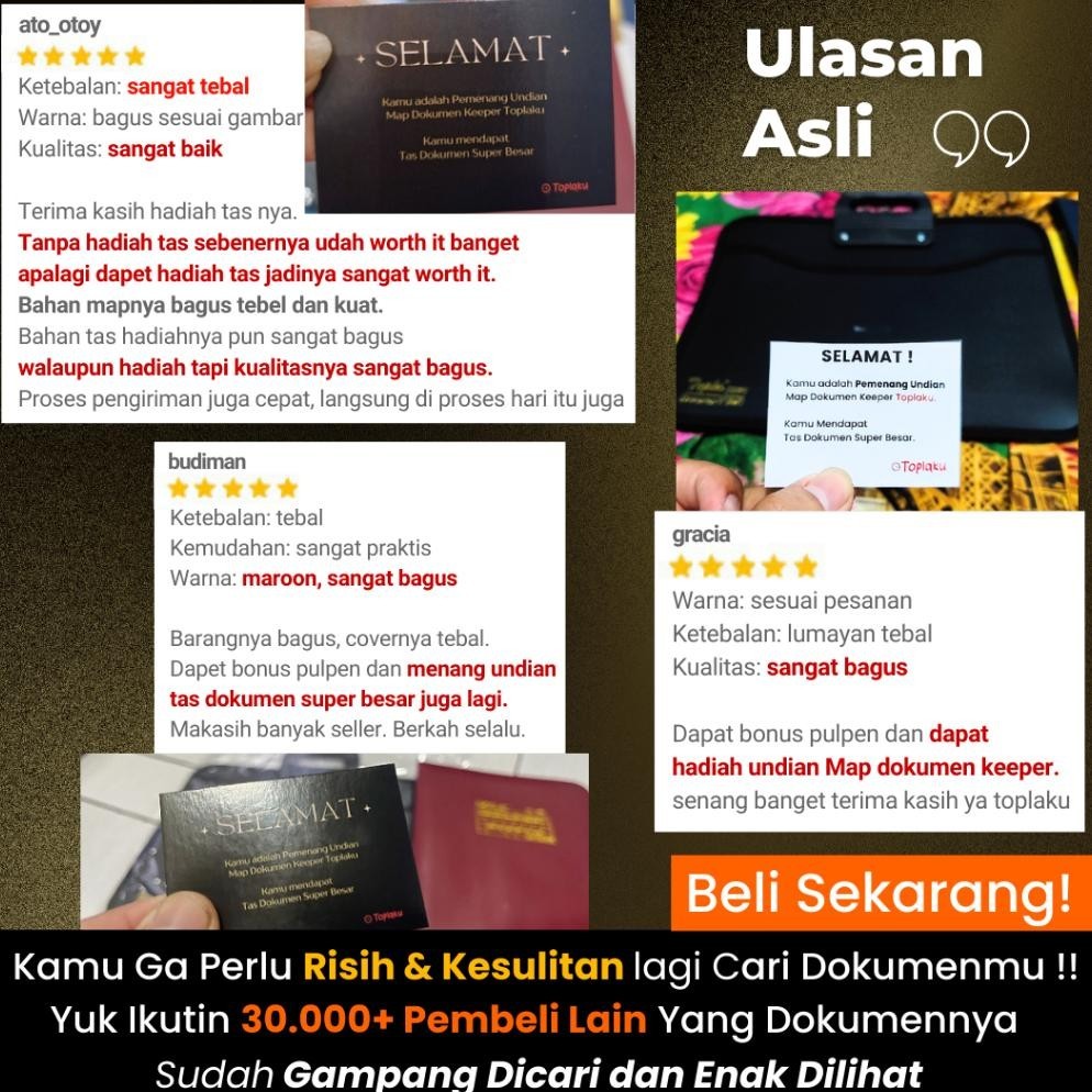 

COD File Organizer Map Dokumen Keeper Resleting Anti Air Document Ijazah Plastik Tempat Berkas F4 Folder t-56