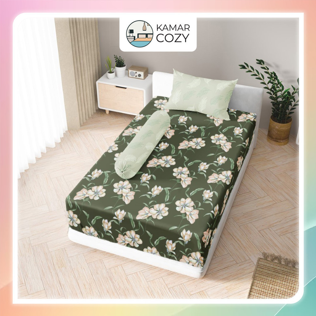 Sprei Kintakun Set Fitted Single 90x200 / 100x200 / 120x200 Yasmin Dluxe Aesthetic Tinggi 25 cm Este
