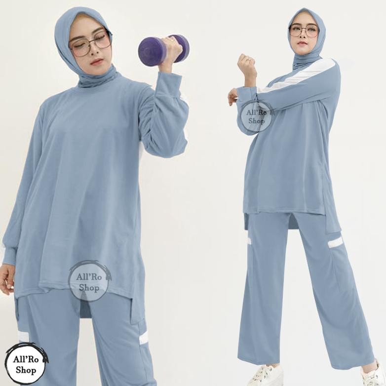SALE Set Nara - Setelan Olahraga Wanita Muslim Hijab Syari Sopan OneSet Baju dan Celana Senam Model 