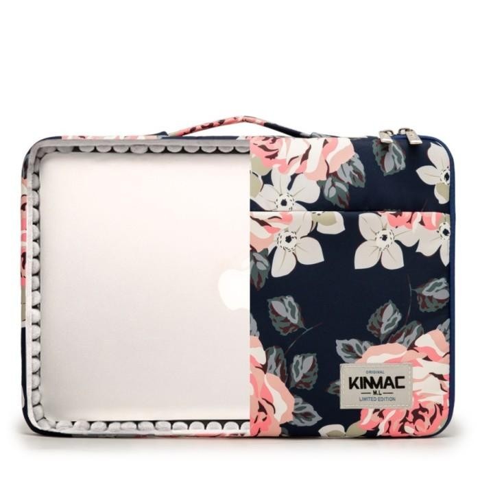 KINMAC TAS LAPTOP BAG MOTIF DESIGN FLOWER SLEEVE CASE 13 14 15.6" INCH